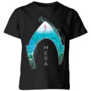 Aquaman Mera Logo Kids T-Shirt - Black - 11-12 Years