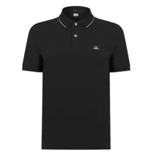 CP COMPANY Short Sleeve Tipped Polo Shirt - Black