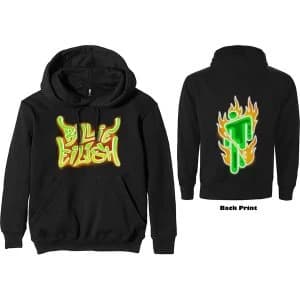 Billie Eilish - Airbrush Flames Blohsh Unisex Large Hoodie - Black