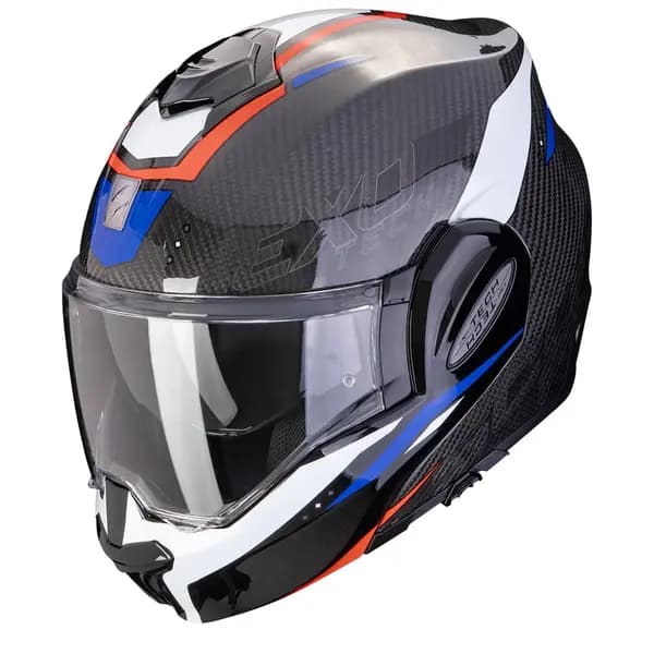 Scorpion Exo-Tech Evo Carbon Rover Black Red Blue Modular Helmet Size L