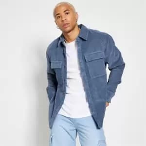 I Saw It First Mens Corduroy Pocket Shacket - Blue