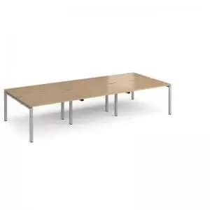 Adapt triple back to back desks 3600mm x 1600mm - silver frame and oak