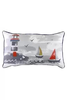 Nautical Lighthouse Hand-Painted Watercolour Printed Cushion