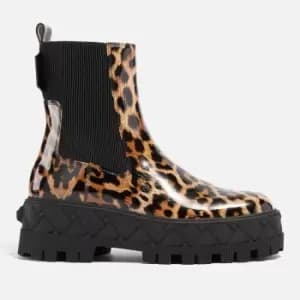 Kurt Geiger London Patent Leopard-Print Leather Chelsea Boots - UK 3