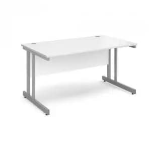 Momento straight desk 1400mm x 800mm - silver cantilever frame, white
