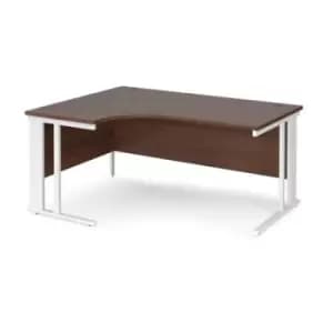 Office Desk Left Hand Corner Desk 1600mm Walnut Top With White Frame 1200mm Depth Maestro 25 MCM16ELWHW