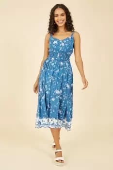 Blue Flower Midi Strappy Sundress
