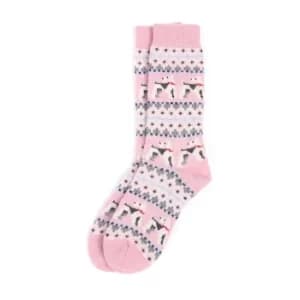 Barbour Womens Terrier Fairisle Socks Pink Large