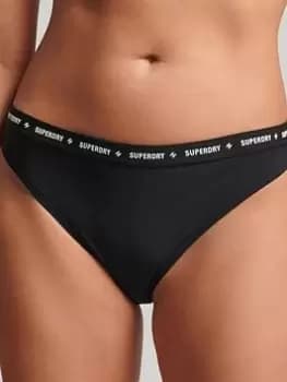 Superdry Code Micro Elastic Bikini Bottom - Black, Size 10, Women