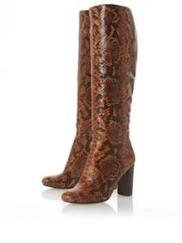 Dune London Simonne High Heel High Leg Boots - Snake Print