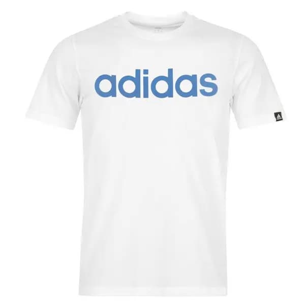 adidas Essentials Single Jersey Linear Embroidered Logo T-Shirt Mens Regular Fit T-Shirts S White 59592630350