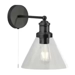 Searchlight Lighting - Searchlight Pyramid Wall Light Matt Black, Clear Glass Shade
