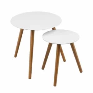 Premier Housewares Nostra Nest of 2 Round Tables, white