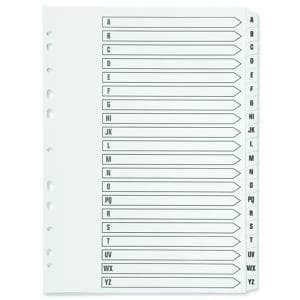 Q-Connect 20-Part A-Z Index Multi-Punched Reinforced Board Clear Tab
