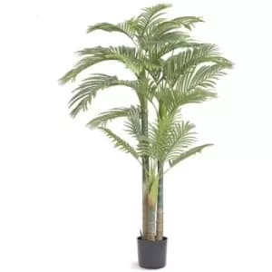 VEVOR Artificial Gold Cane Palm Tree, 2m Tall Faux Plant, PE Material & Anti-Tip Tilt Protection Low-Maintenance Plant, Lifelike Green Fake Tree for