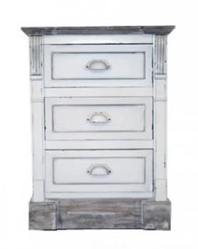 Charles Bentley Shabby Chic Vintage French Style 3 Drawer Bedside Table