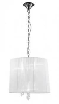 Ceiling Pendant 3+3 Light E14+G9, Polished Chrome with White Shade & Clear Crystal