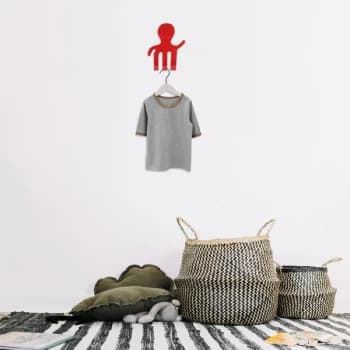 Octopus - Red Red Metal Wall Hook