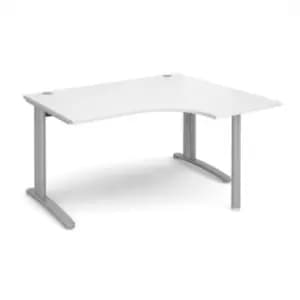 Office Desk Right Hand Corner Desk 1400mm White Top With Silver Frame 1200mm Depth TR10 TBER14SWH