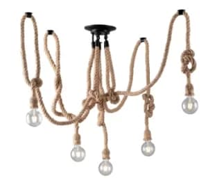 Rope Multi Arm Ceiling Light, Beige, E27