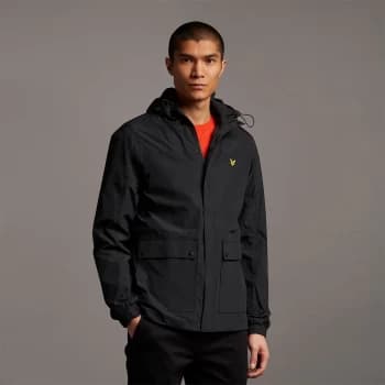 Mens Hooded Pocket Jacket - Jet Black - L