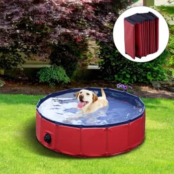 Pawhut 160 x 30H cm Pet Swimming Pool - Red/Dark Blue PVC