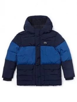 Lacoste Boys Colourblock Padded Coat - Navy