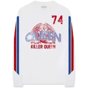 Queen - Killer Queen '74 Stripes Unisex X-Large Long Sleeved T-Shirt - White