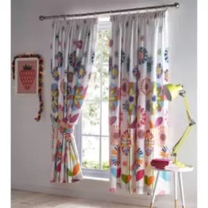 Portfolio Home Kids Club Candy Bloom One Pair Of Lined Curtains (66 X 72") With Matching Tie Backs Multi-coloured