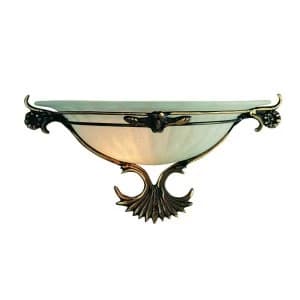 1 Light Indoor Glass Wall Uplighter Antique Brass