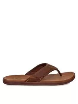 UGG Seaside Leather Flip Flop, Luggage, Size 6, Men