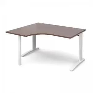TR10 left hand ergonomic desk 1400mm - white frame and walnut top