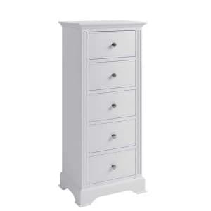 Bingley 5 Drawer Narrow Chest Of Drawers - White