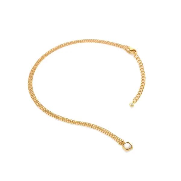 Hot Diamonds x Gemstones 18ct Gold Plated Sterling Silver Square Mothe