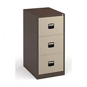 Dams International Filing Cabinet with 3 Lockable Drawers DCF3C 470 x 622 x 1016mm Coffee & Cream