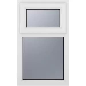 Crystal Casement uPVC Window Top Hung Opening Over Fixed Light 1040mm x 1190mm Obscure Double Glazing in White