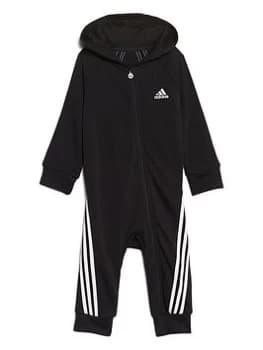 adidas Infant Future Icons French Terry Babygrow - Black/White, Size 6-9 Months, Women