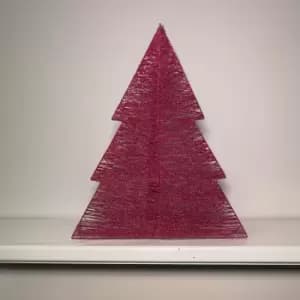 45cm 3D Plain Pink Glitter Cotton & Wire Christmas Tree Decoration