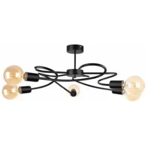 Keter Fiore Multi Arm Semi Flush Ceiling Light Black, 60cm, 5x E27