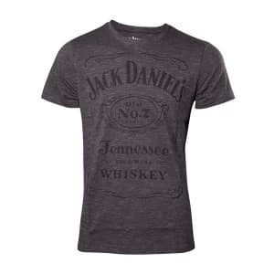 Jack Daniels - Classic Logo Mens Medium T-Shirt - Grey