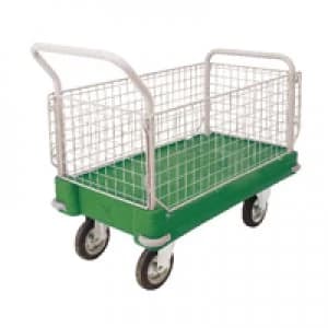 Slingsby Plastic Platform Truck 2 End 2 Mesh Sides Green 308505