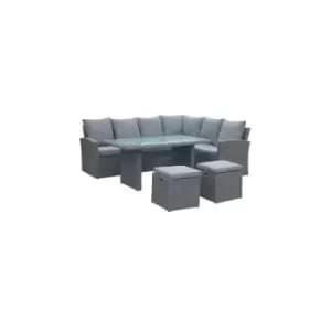 A-mir - PARISIAN Corner Dining Set 1pc 3 Seater sofa with 1 Armrest, 1 pc 2 seater sofa with 2 Armrests, 2 Foot Stools including Cushions and