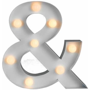 Minisun - Battery Operated White Ampersand ' & ' LED Decorative Light Sign