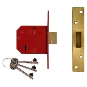 Union 2134E 5 Lever BS Mortice Deadlock Satin Chrome Finish 67mm 2.5" Box