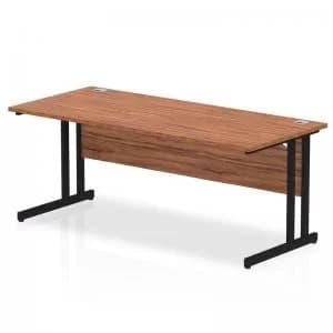 Impulse 1800 x 800mm Straight Desk Walnut Top Black Cantilever Leg