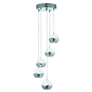 LED 5 Light Spiral Cluster Pendant Chrome