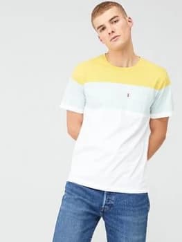 Levis Colour Block Sunset Pocket T-Shirt - White, Size L, Men