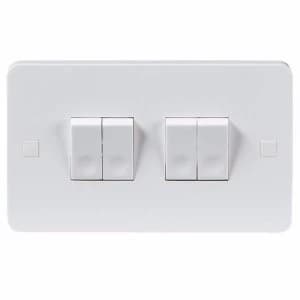 KnightsBridge Pure 9mm 10A White 4G 2 Way 230V Electric Wall Plate Switch