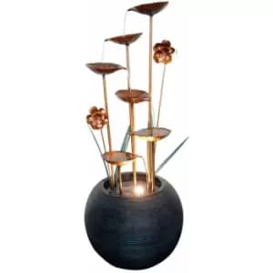 Tranquility Water Features - Zinc Flower & Bowl Mains Powered Water Feature