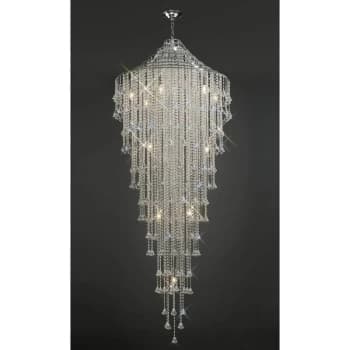 Suspension Inina Tall 15 Bulbs polished chrome / crystal